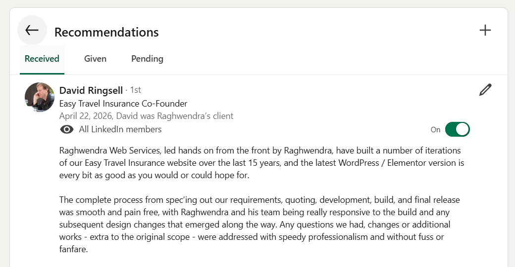 easy travel insurance customer's linkedin review