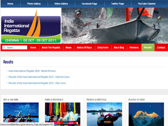 India International Regatta - Joomla latest version 3.x website development