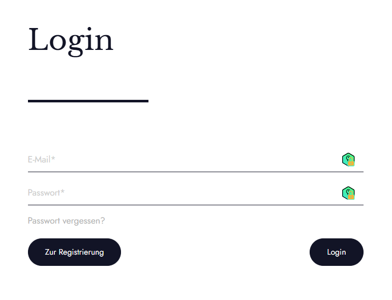 login screen