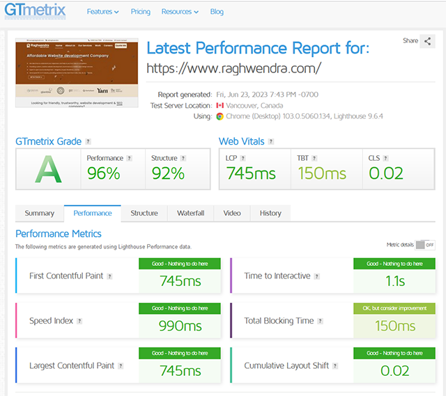 Gtmertix Reports